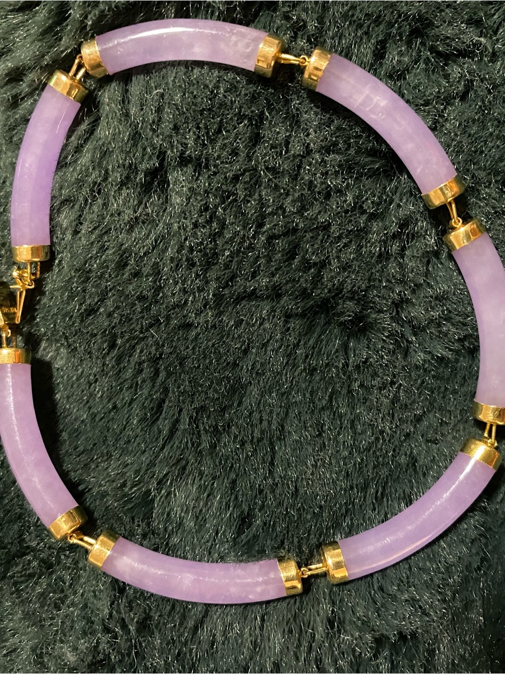 Purple Jade 14k gold accent bracelet
